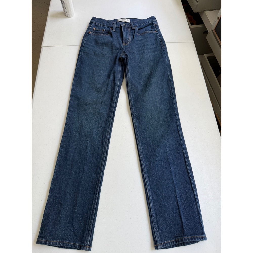 Abercrombie & Fitch Mid Rise 90s Straight Jeans Dark Wash Size 24 Regular - Picture 2 of 8